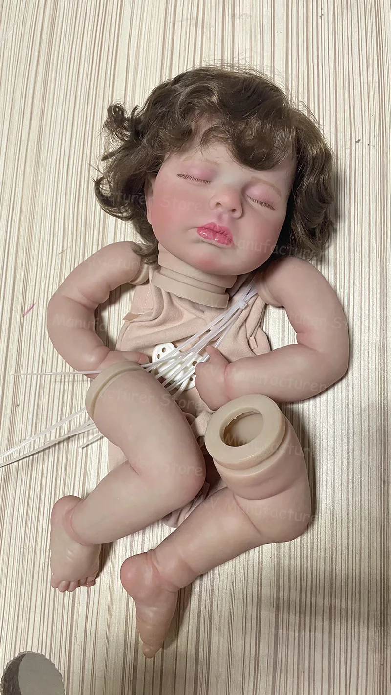 Loulou-Kit de Reborn sin terminar con pelo enraizado, piel 3D realista, Venis, tacto suave, piezas de muñeca DIY, 20 pulgadas