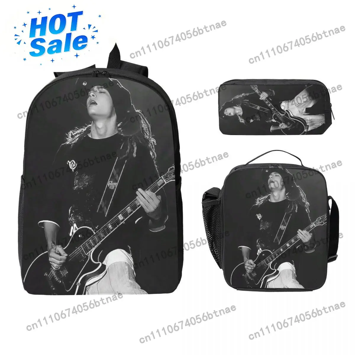 Tokio Hotel Tom Kaulitz Music Band Backpack Student  BookBag School Bag Shoulder Bag 3ps Insulated Lunch Bag Pencil Case