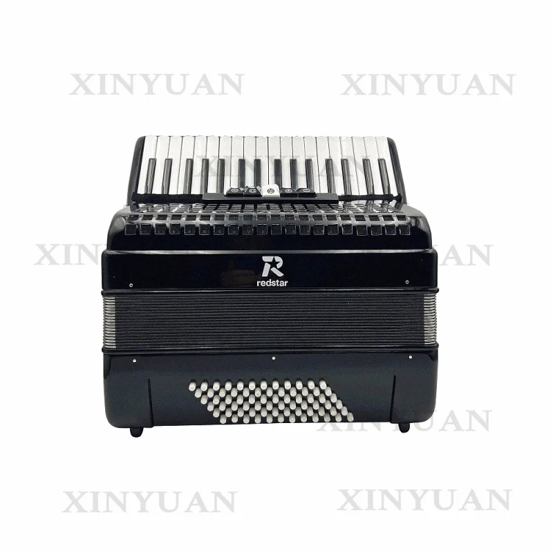 Chromatic Piano Accordion JP3472B, 34 Keys 72 Bass Wood Instrument, Red Portable Style with 5 Registers