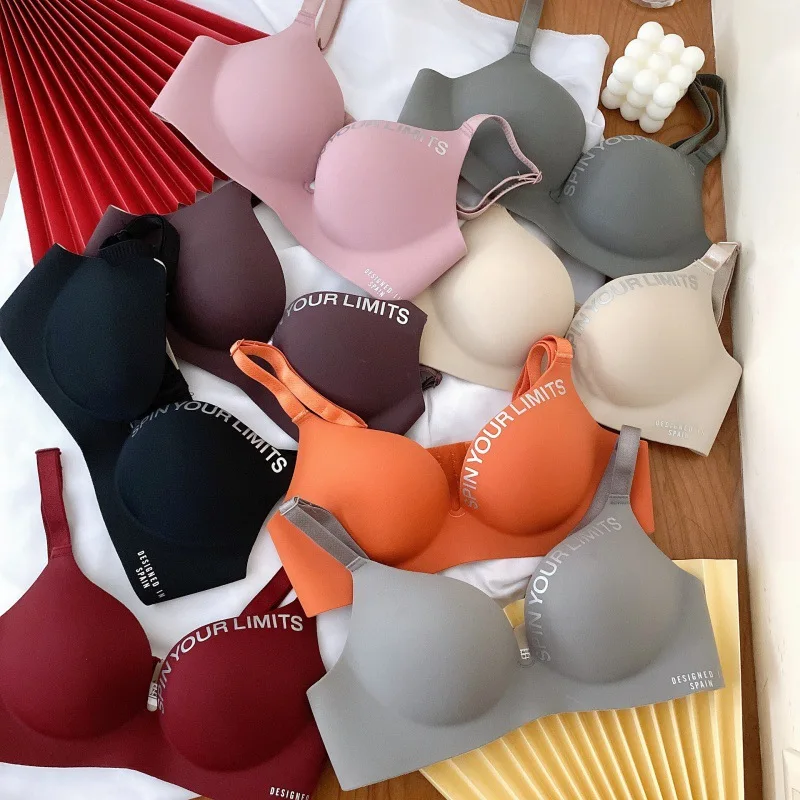 Summer Thin One Piece Seamless British Letter Bra No Wire Ring Adjustable Underwear Women Push Up Girls bras for women