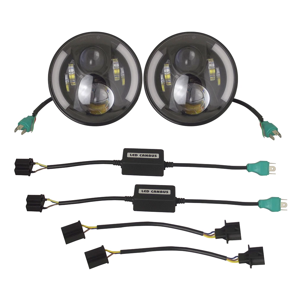 

SXMA J222 Headlights Head Lamp Headlamps Assembly with LED Ring Round Bright Plug and Play for Jeep JK for Wrangler 2007-2017