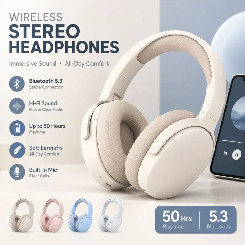 2025 Wireless Bluetooth Headset with Active Noise Reduction for Computer E-sports Gaming High Quality Sound Insulation