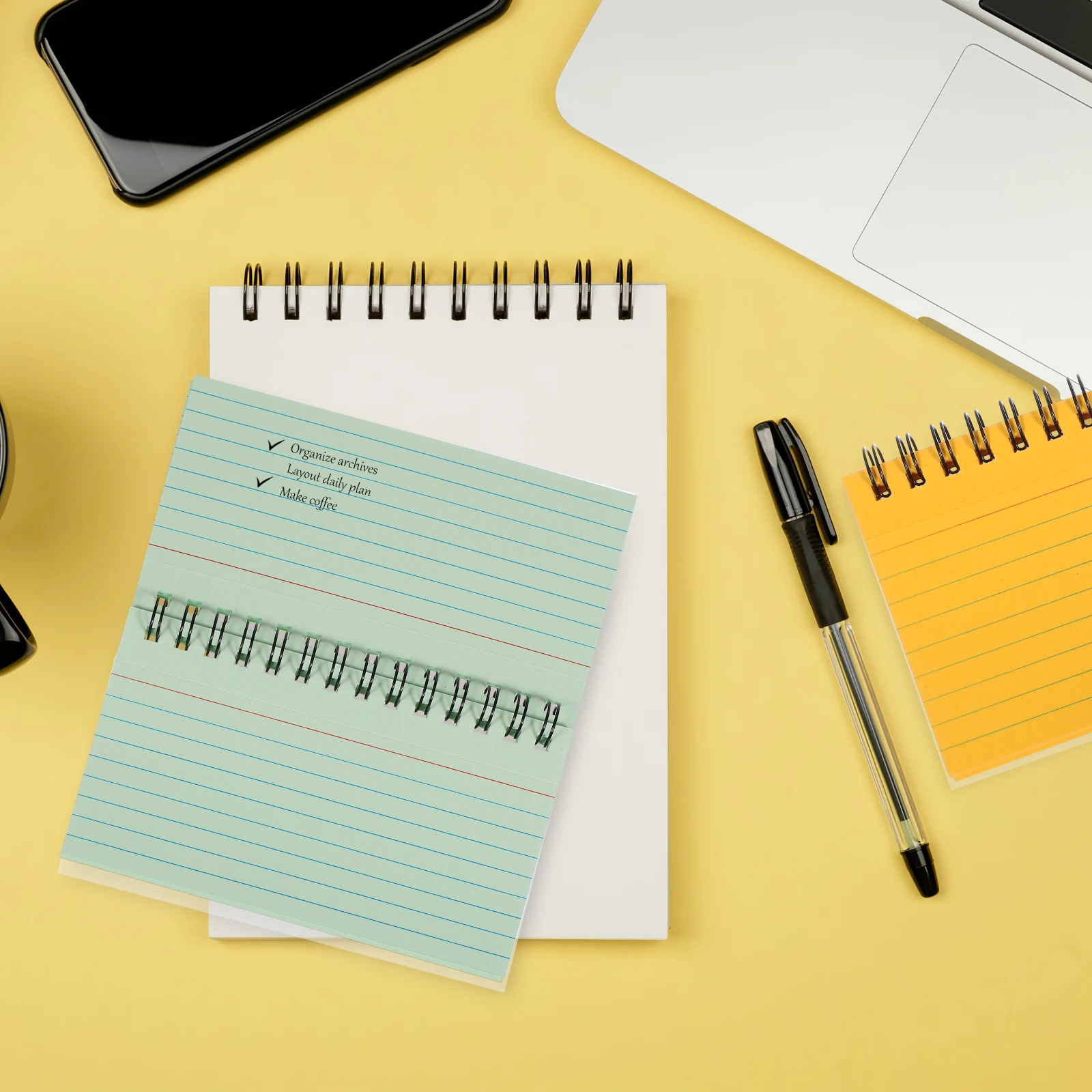 

5 Pcs Colored Coil Notebooks Thick Paper Smooth Writing Horizontal Lines Metal Rings Compact Portable Notepads Study Cards Flash