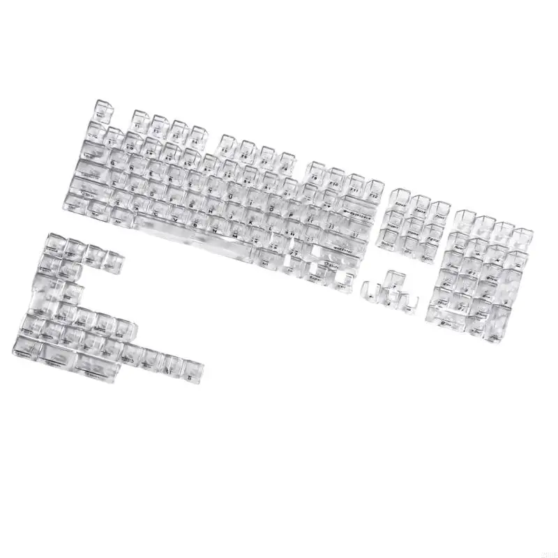 20CE 132Keys Transparent Keycaps 10mm Profile Keycap Set for Mechanical Keyboards with Color Lighting Side/Top Print