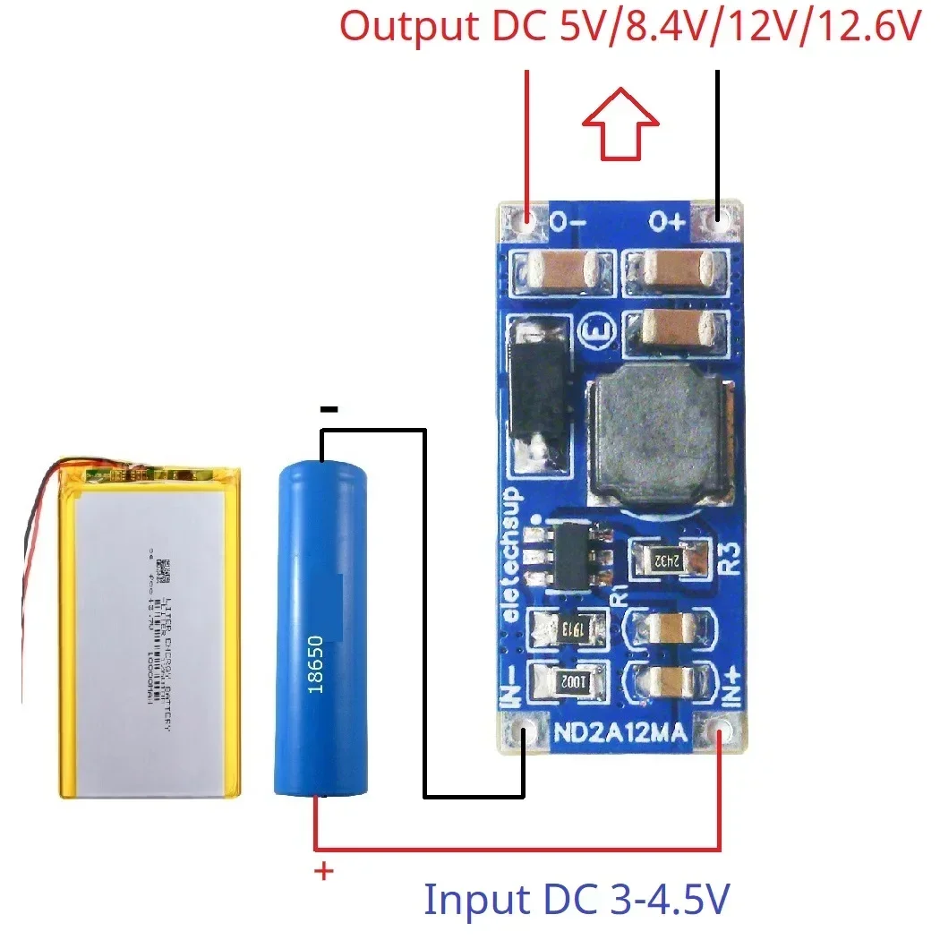 8W UVL OTP OVP SCP 2.6-6V to 5V 8.4V 12V 12.6V DC-DC Boost Step-up Converter Current Limit Program 0.5-2.5A Board LED Lion Lipo