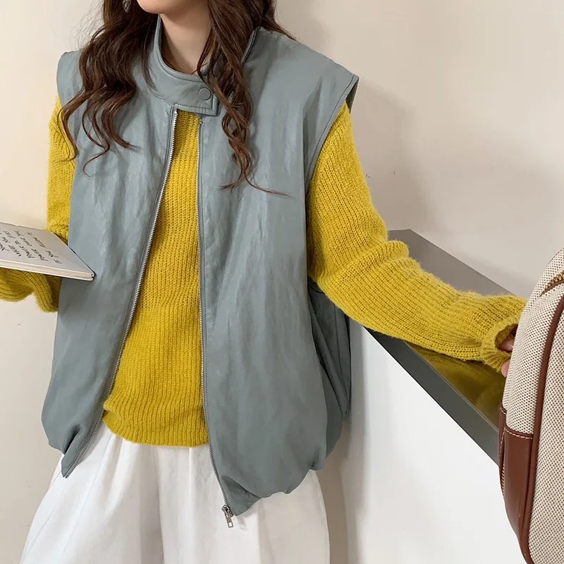 Autumn Winter Stand Collar Solid Warm Down Vest Women White Duck Down Sleeveless Vests Female Casual Quilted Zipper Waistcoats