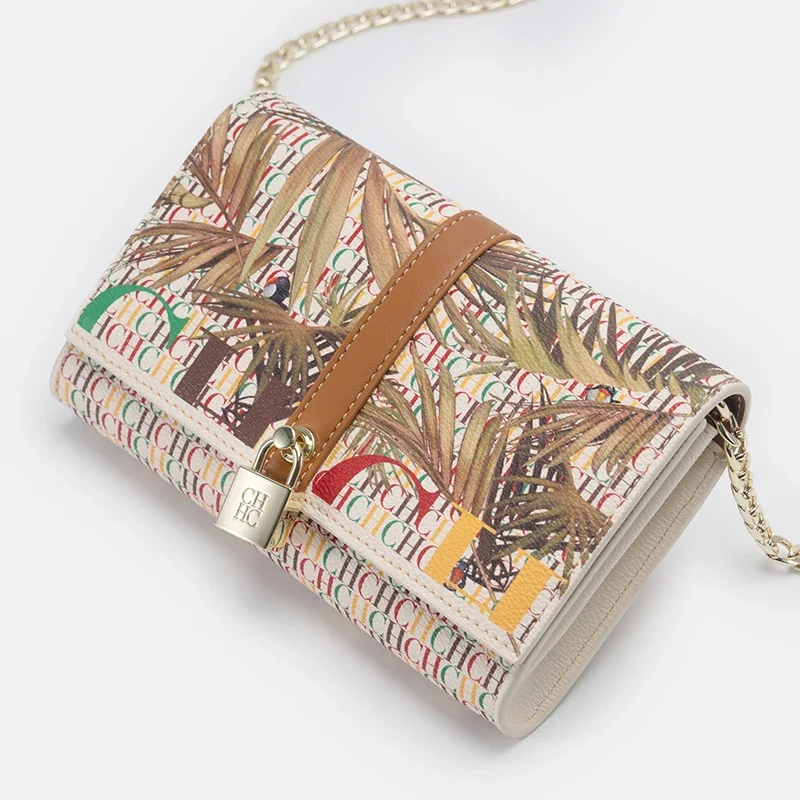 CH Women Crossbody Bag Floral Print Chain Shoulder Bag Fashion Designer Flap Bag Luxury PU Leather Purse For Daily Use image 3
