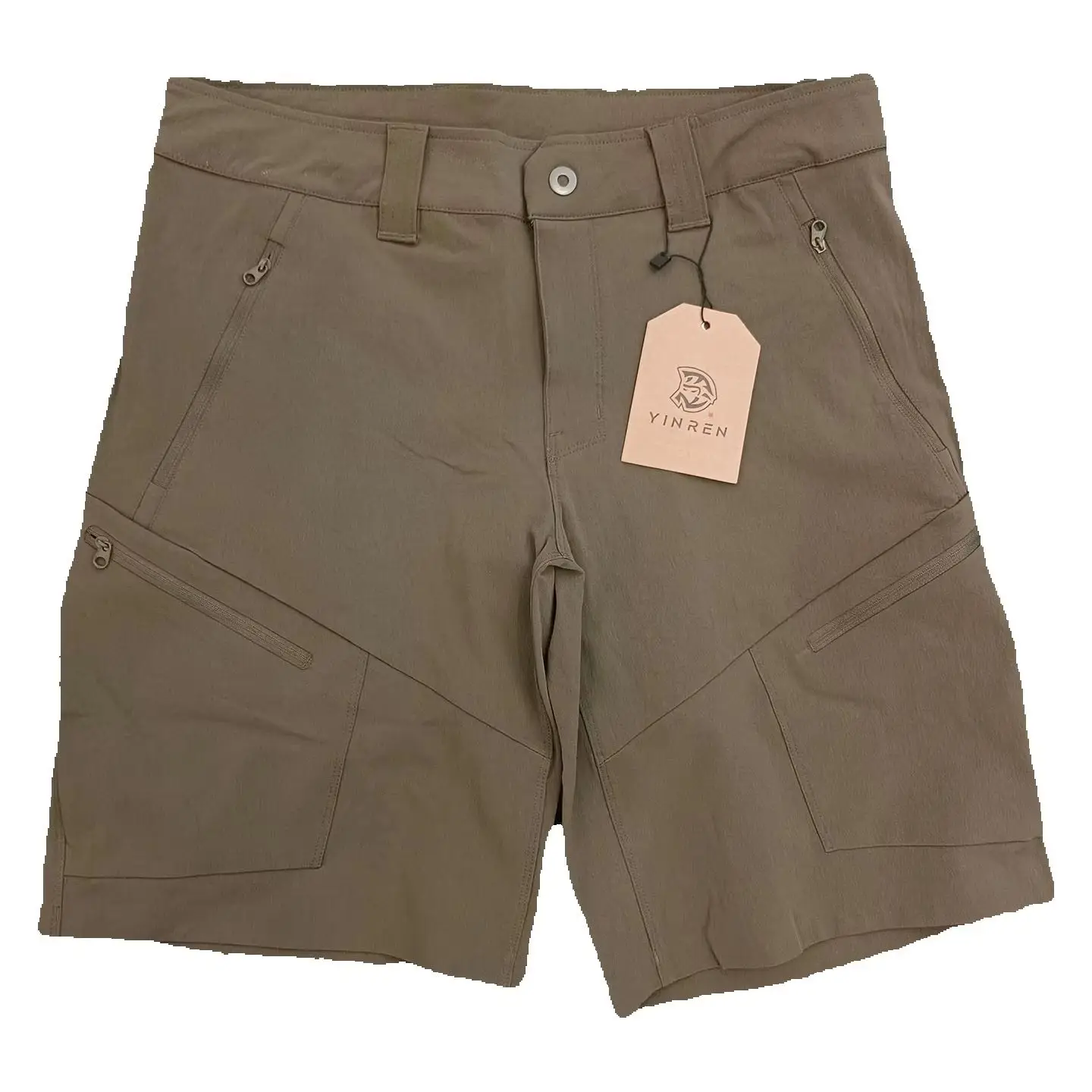 Men's Flame Camouflage Cargo Shorts Non-belted Orange Peel 4-Way Stretch Hiking Work Shorts
