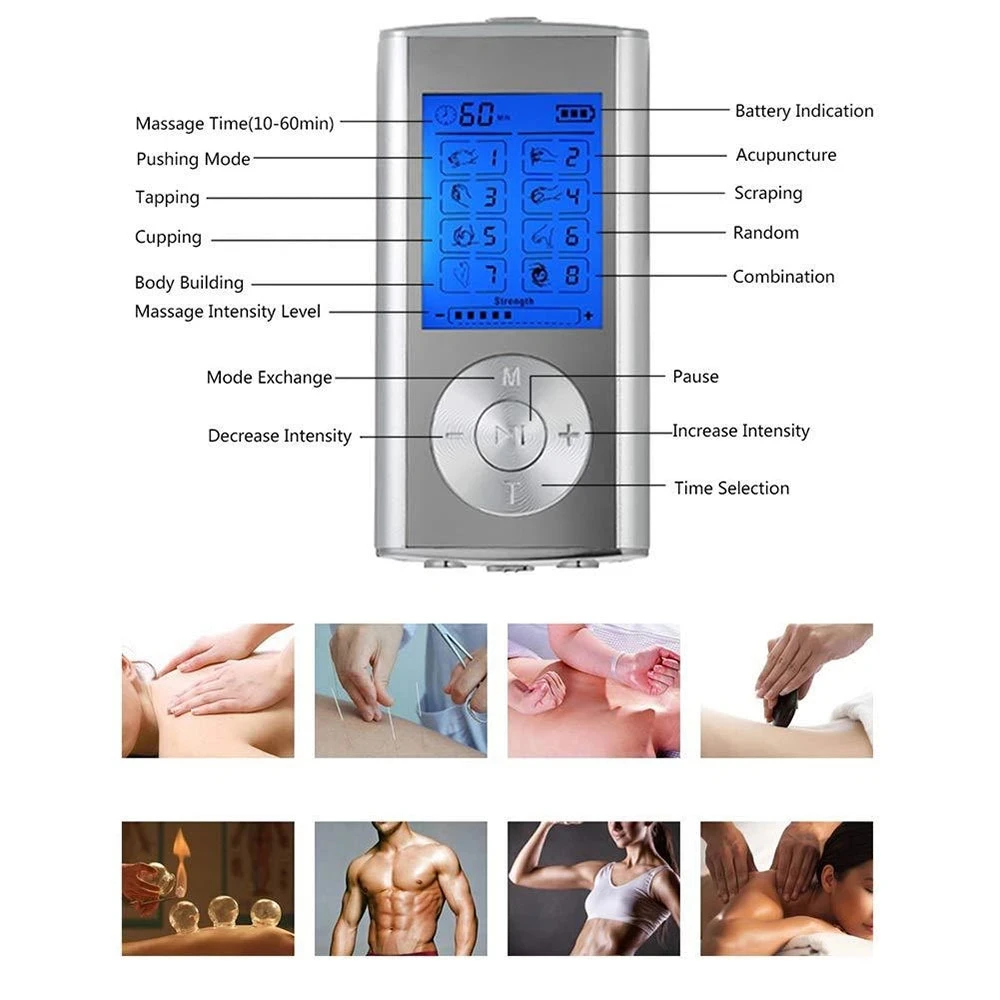 Electrical Ems Muscle Stimulator 8 Modes Tens Body Muscle Massager Tool Acupuncture machine  electrostimulator Physiotherapy