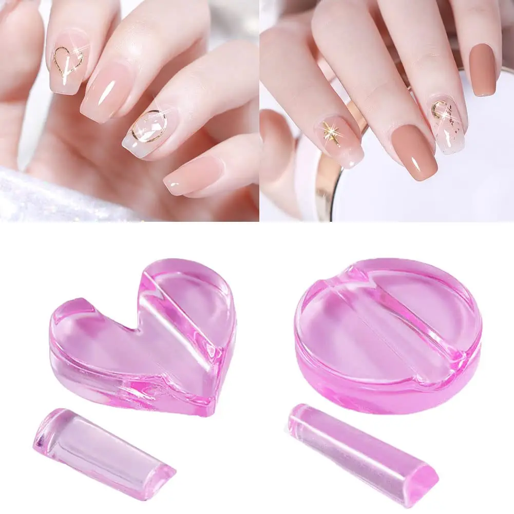 2 Set Embossed Nail Mold, Acrylic Nail Art Bender Tool Shaper Equipment for DIY Nail Design Metal Frame Bend Curve Tool