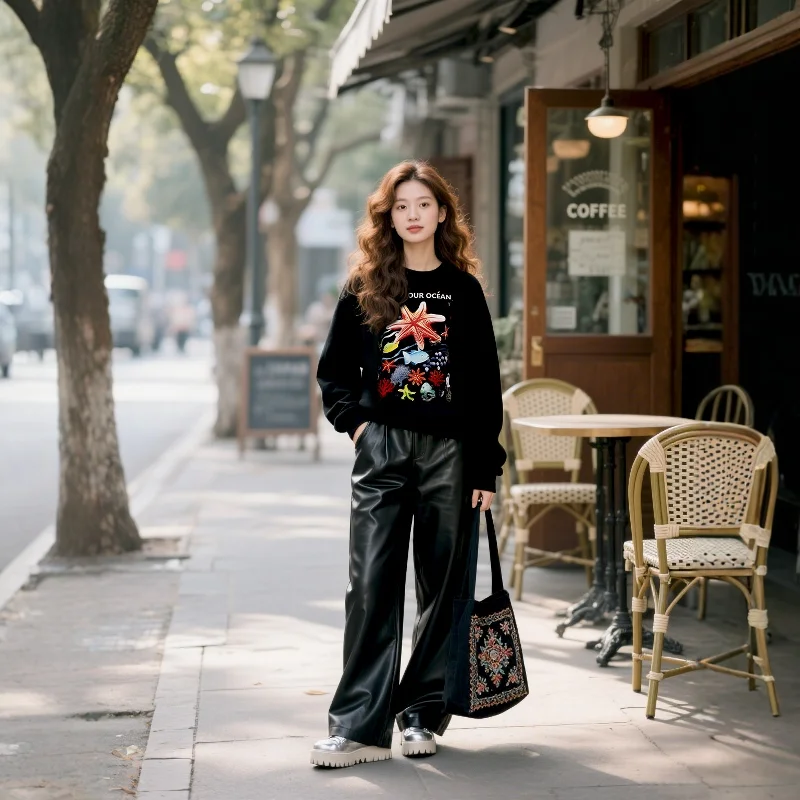 

Женская толстовка с круглым вырезом на тему океана, морская звезда, коралловый принт, High Street INS, модная брендовая уличная одежда, пуловер с круглым вырезом