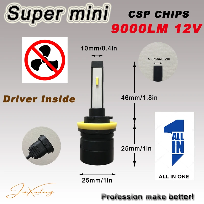 WX-H11 H8 H9 LED Fog Light Car Headlight Bulbs SuperMini Built-in driver fanless Headlamp H1 H3 H4 H7 9005 HB3 9006 HB4  H13 H27