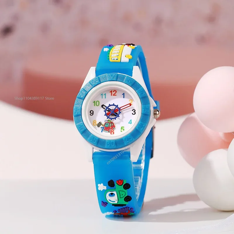 Fun Cartoon Car Themed Children Watches Cartoon Watches Silicone Quartz Wristwatch Birthday Gift Kid Girl Boy Watch Reloj