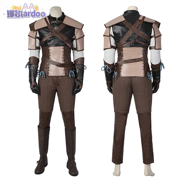 Game Witcher 3 Geralt of Rivia Cosplay Costume Wild Hunt Adult Man Hero Suit Leather Jacket Coat Halloween Lardoo