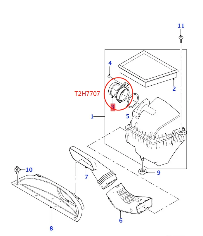 Auto Spare Parts for Ja Guar Land Rover XF 2016  E-PACE 2017 XJ 2010 F-PACE XE Series 2015 Air Flow Sensor T2H7707