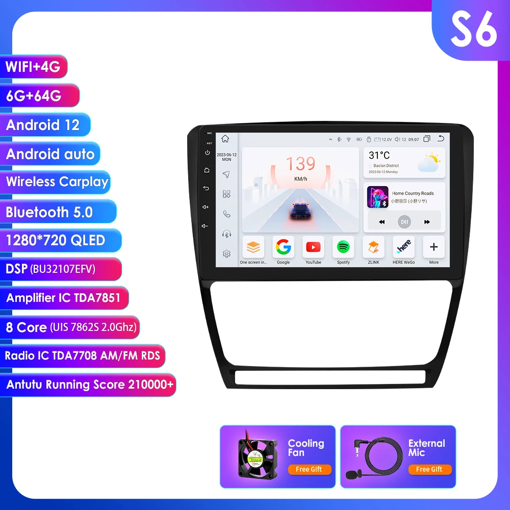 Hizpo 2Din Android 8Core Autoradio voor SKODA Octavia 2 A5 2008-2013 Octavia 3 A7 2018 Multimedia Video Player Navigatie Carplay