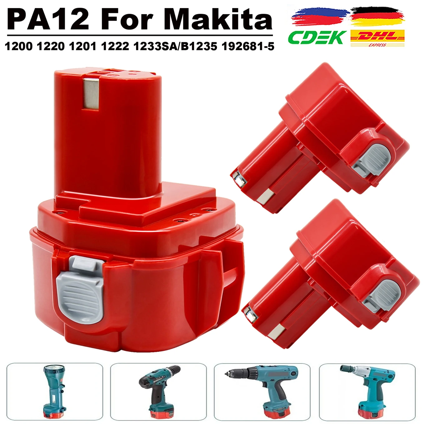 For Makita Battery 12V PA12 Battery For Makita 1200 1220 1201 1222 1233SA/B1235 192681-5 4000mAh Ni-Mh Power Tool Batteries