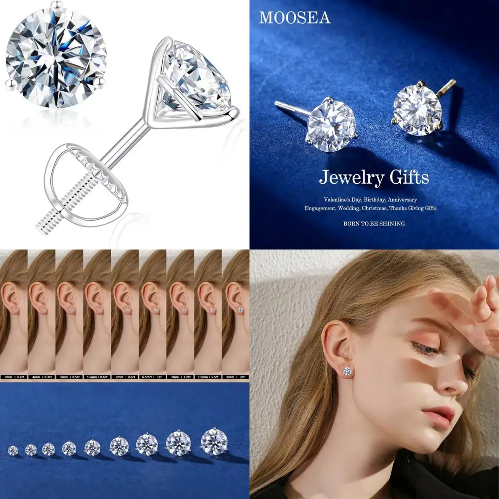 

Круглые серьги с муассанитом, созданные в лаборатории, из стерлингового серебра для женщин и мужчин, 0,2–4 карата, цвет D, четкость VVS1, серебро 925 пробы