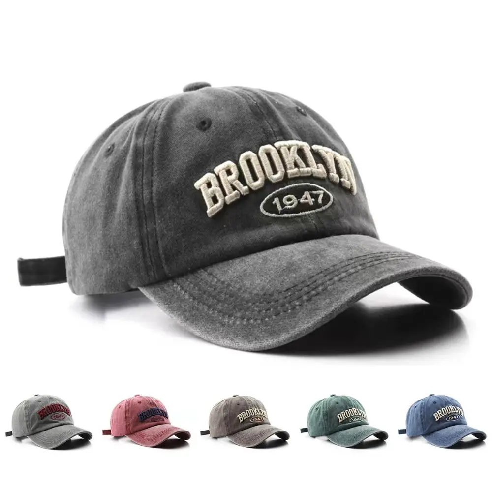 Gothic Street Punk Embroidery Baseball Caps Adjustable Hip-hop Washed Baseball Hats Sunscreen Hats Man Women Outdoor Sports