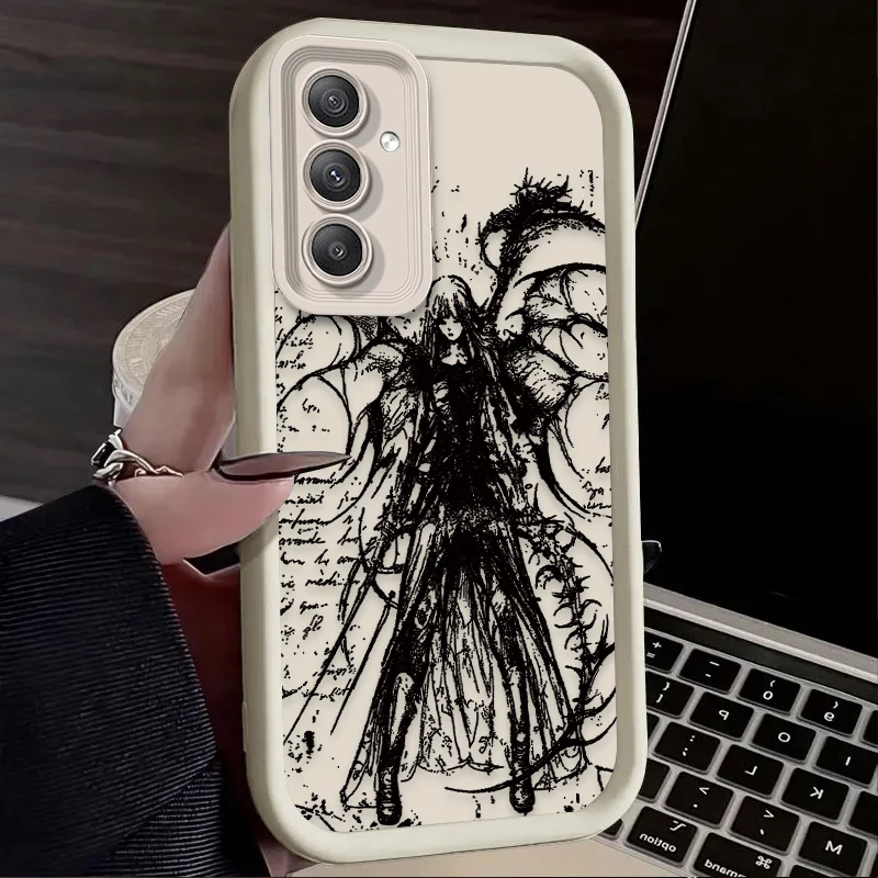 Phone Case for Samsung Galaxy A55 A35 A25 A15 A05 A05S 5G A24 A13 A23 A12 A22 A32 A52 A52S A71 A72 A51 Retro Punk Black Angel - náhled 3