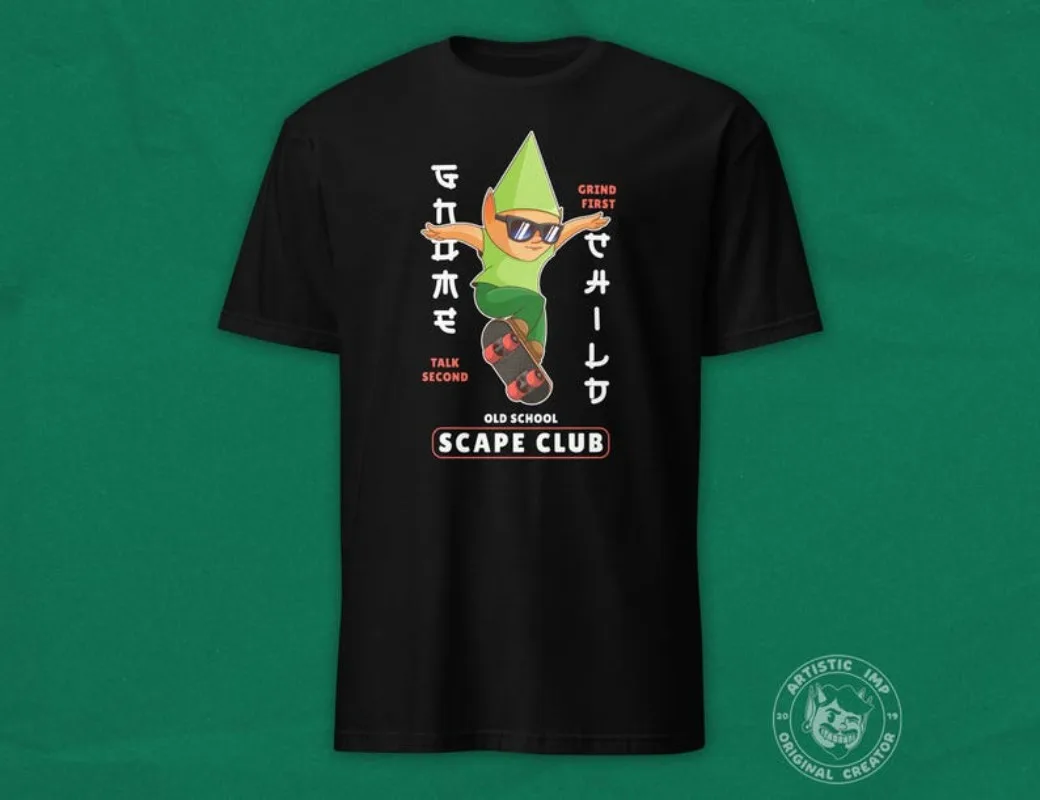 

00012882#A-Osrs Gnome Skater, Gaming T-Shirt, Old School Runescape, Unisex Gamer Gift, Artistic Imp Design