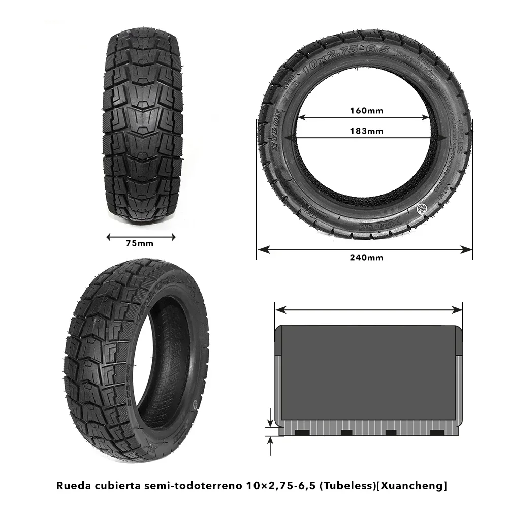 10x2,75-6,5 Tubeless off-road wheel for SmartGyro Speedway/Crossway/Rockway, Dualtron/ Ninebot Max G30 Xuancheng airless tire