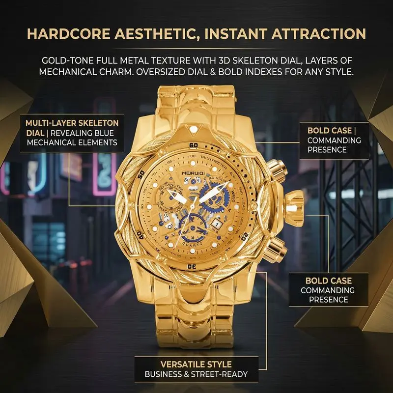 1pc Fashionable and Personalized Hollow Mechanical Chronograph Watch - view 5