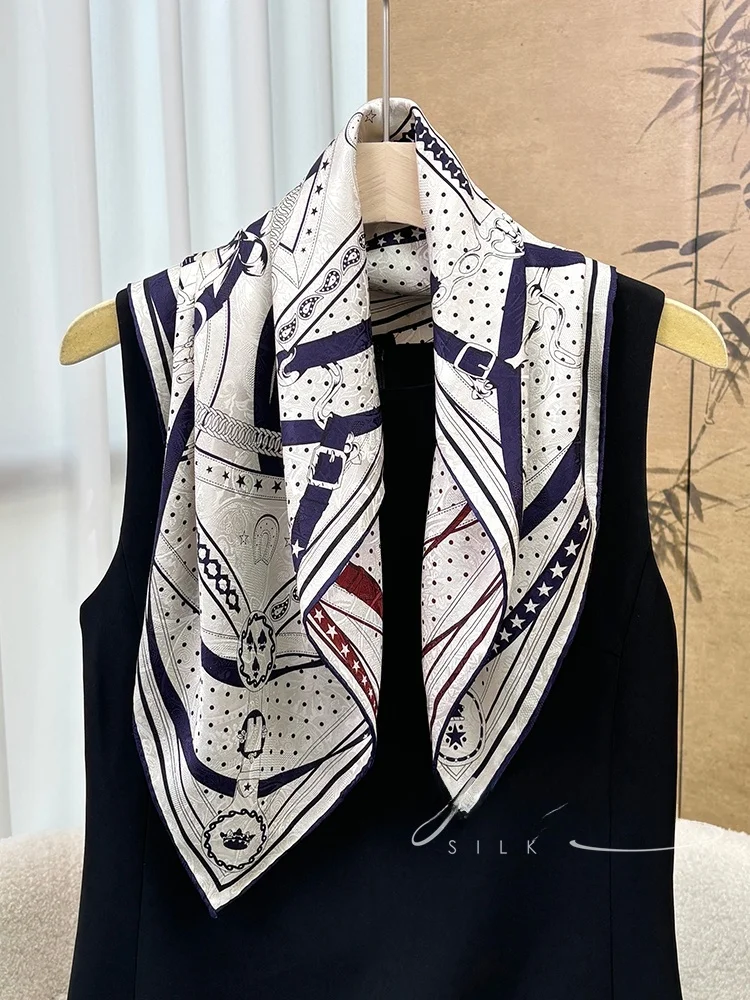 morning-stroll-silk-flower-pattern-square-scarf-65cm-spring-autumn-women's-faion-accory-silk-scarf-awl-small-tie