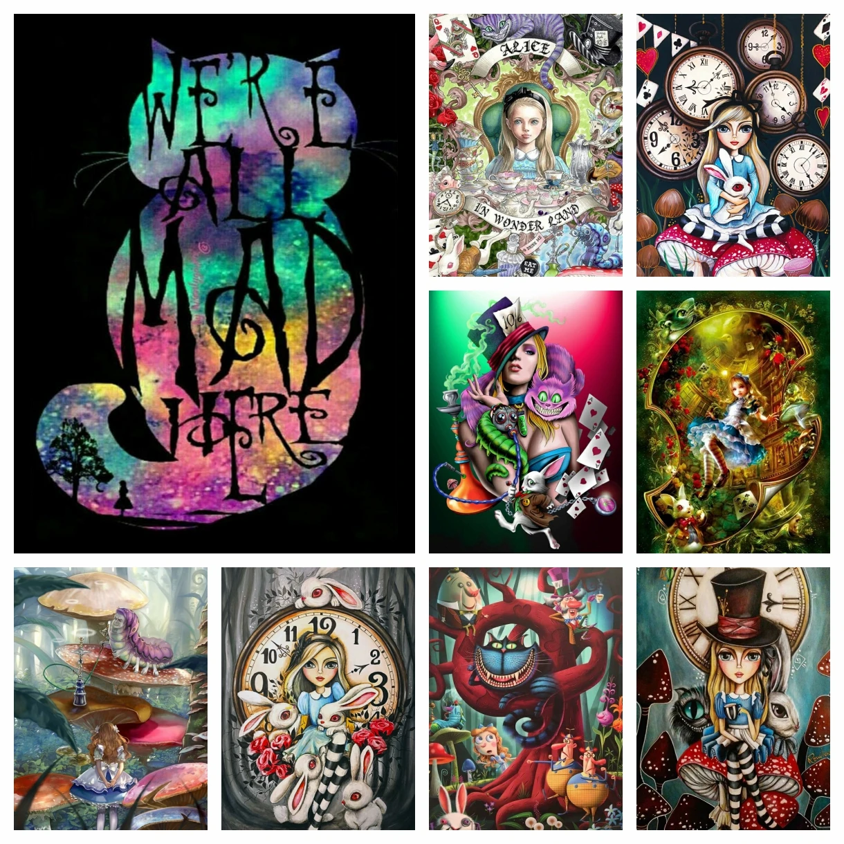 Diamant malerei Mosaik Alice im Wunderland Cheshire Katze Kreuz stich Stickerei Schmuck Kit Schlafzimmer Dekoration Kinder geschenk