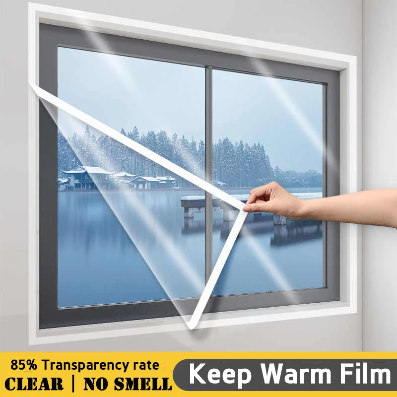 DIY Transparent Home Window Keep Warm Film Winter Self-Adhesive Windproof Curtain Detachable Windows See Through Screen