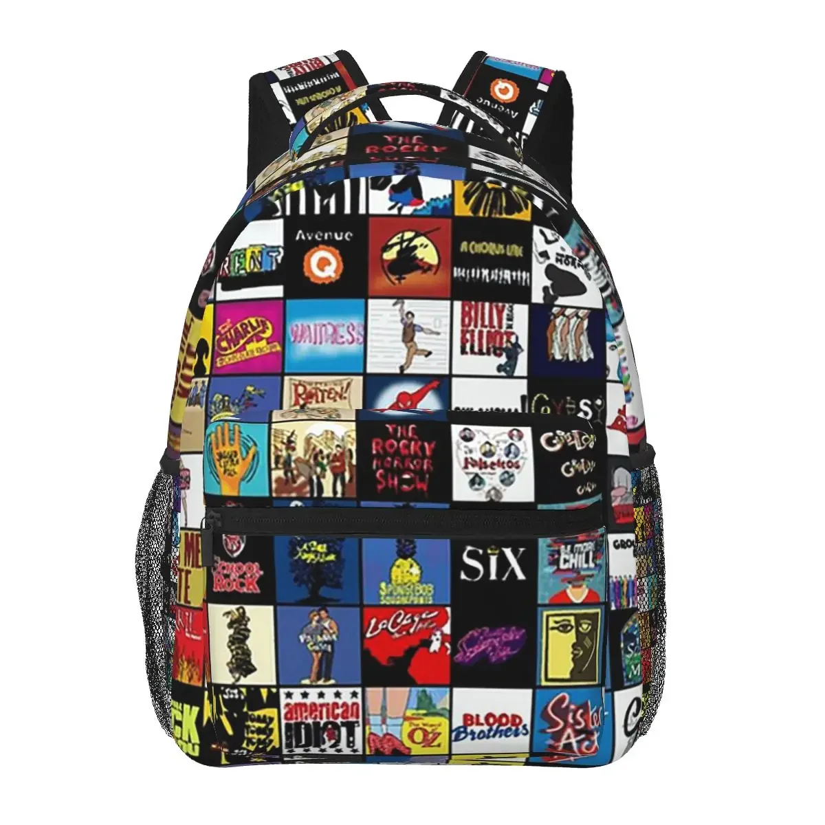 Broadway Musical Theatre Logos - Hand Drawn Backpacks Boys Bookbag Children School Bags Cartoon Travel Rucksack Shoulder Bag