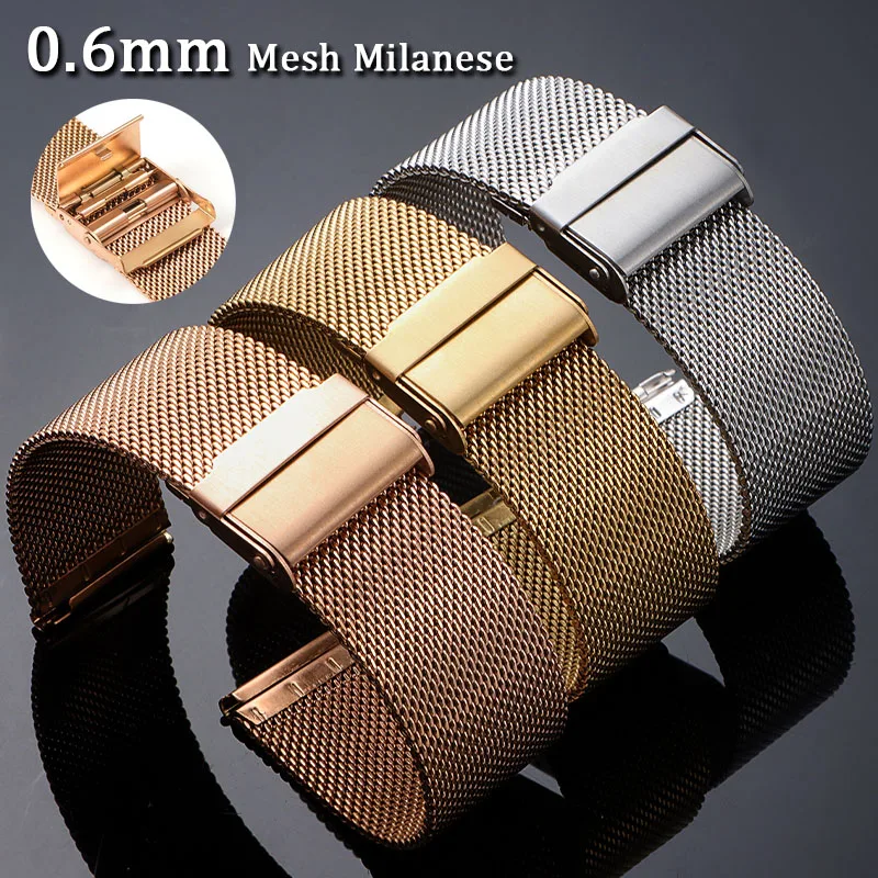 0.6mm Mesh Milanese Quick Release Strap 18mm 20mm 22mm Stainless Steel Band 10mm 12mm 14mm 16mm 17mm 19mm 21mm 24mm Bracelet