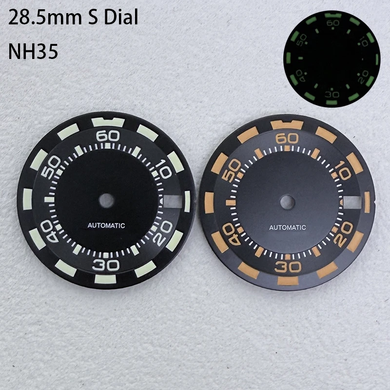 Top Watch 28.5mm S Logo SKX Minute Number Dial Green Luminous Fit NH35/NH36/7S/4R Movement Dial Watch Modification Accessories