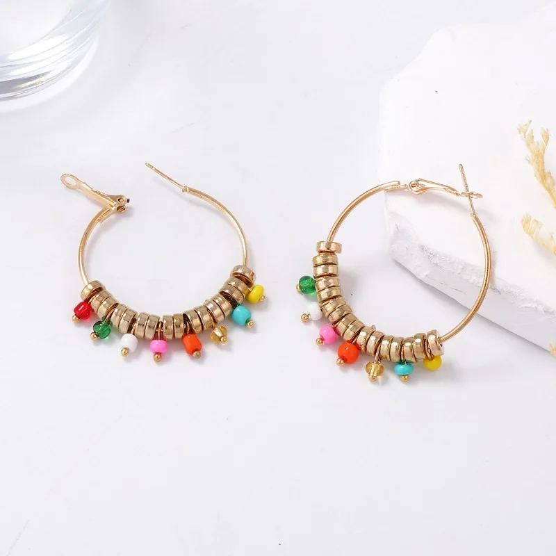 

Bohemian Personalized Trendy Colored Beaded Earrings Fashion Summer Vacation Party Women's Accessories