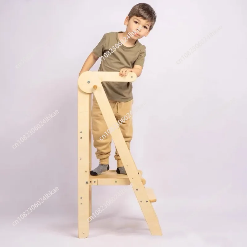 

Kids' Folding Learning Tower - Step Stool with Handrails for Bathroom & Kitchen, Safe Standing Platform for Toddlers