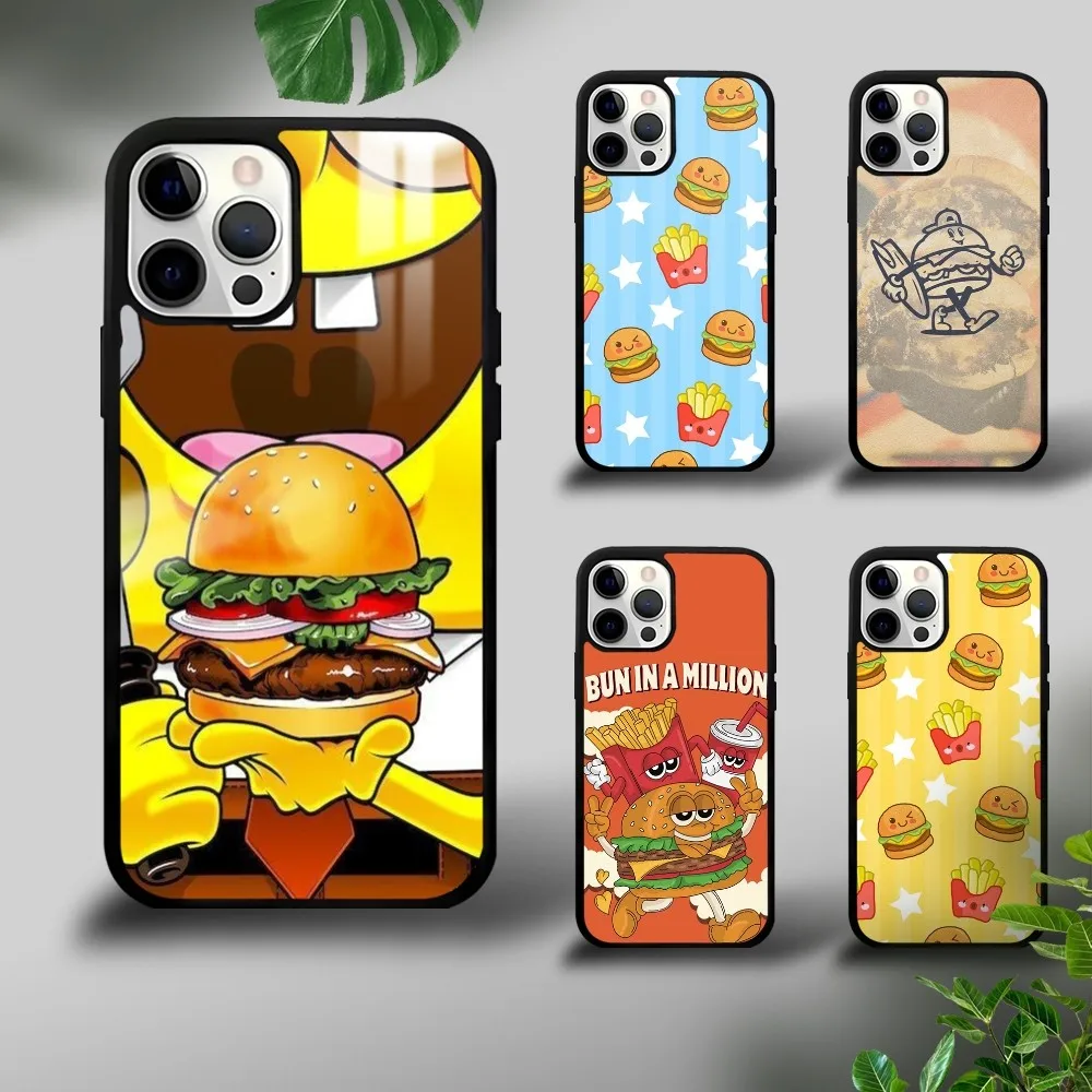 Cute Food Hamburger Phone Case For iPhone 16 15 14 13 12 11 Pro Xs Max Mini Plus Celulares Hard Funda