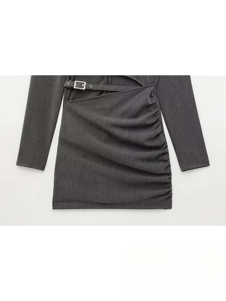 ชุดเดรสผู้หญิง KONDALA สไตล์เซ็กซี่เก๋ไก๋ ดีไซน์เว้าช่วงเอว คอทรงโอ พร้อมซิป ชุดมินิเดรสแฟชั่น ฤดูใบไม้ผลิ/ฤดูร้อน 2025 สไตล์โบฮีเมียน สำหรับงานปาร์ตี้