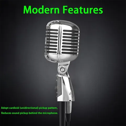 Vintage Metal microfone para 55SH clássico dinâmico Vocal Mic Universal Stand para Karaoke Live Performance
