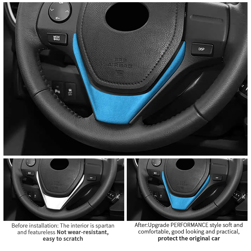 For Toyota RAV4 (2013-2018) Levin / Corolla (2014-2018) Made of Alcantara Steering Wheel Panel Boot Cover Car Interior Accessory