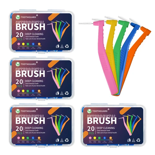 80 Uds cepillo Interdental para ortodoncia dientes aparatos dentales cerdas suaves ultrafinas Mini cepillos con caja de almacenamiento portátil