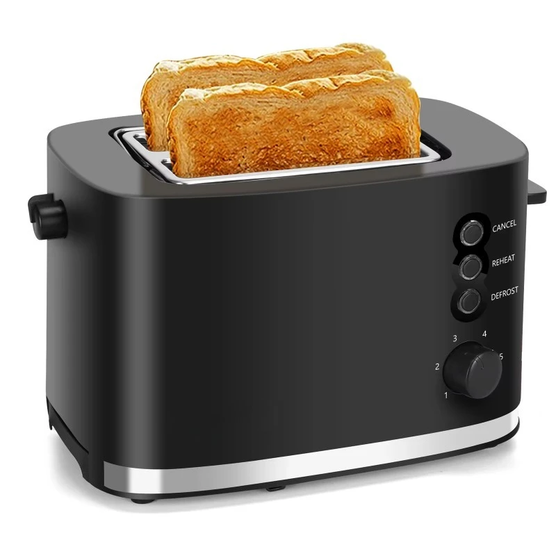 Warm Rack 6 Toast Settings Cancel Defrosting and Reheating Function Crumb Tray 800W Black 2-Piece Toaster