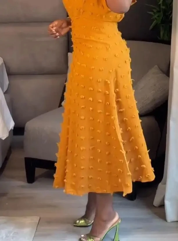 

Elegant Women Dresses New Style Female Fashion Dot V Neck Short Sleeve Dress Women's Casual Ruched Waist Midi Dresses