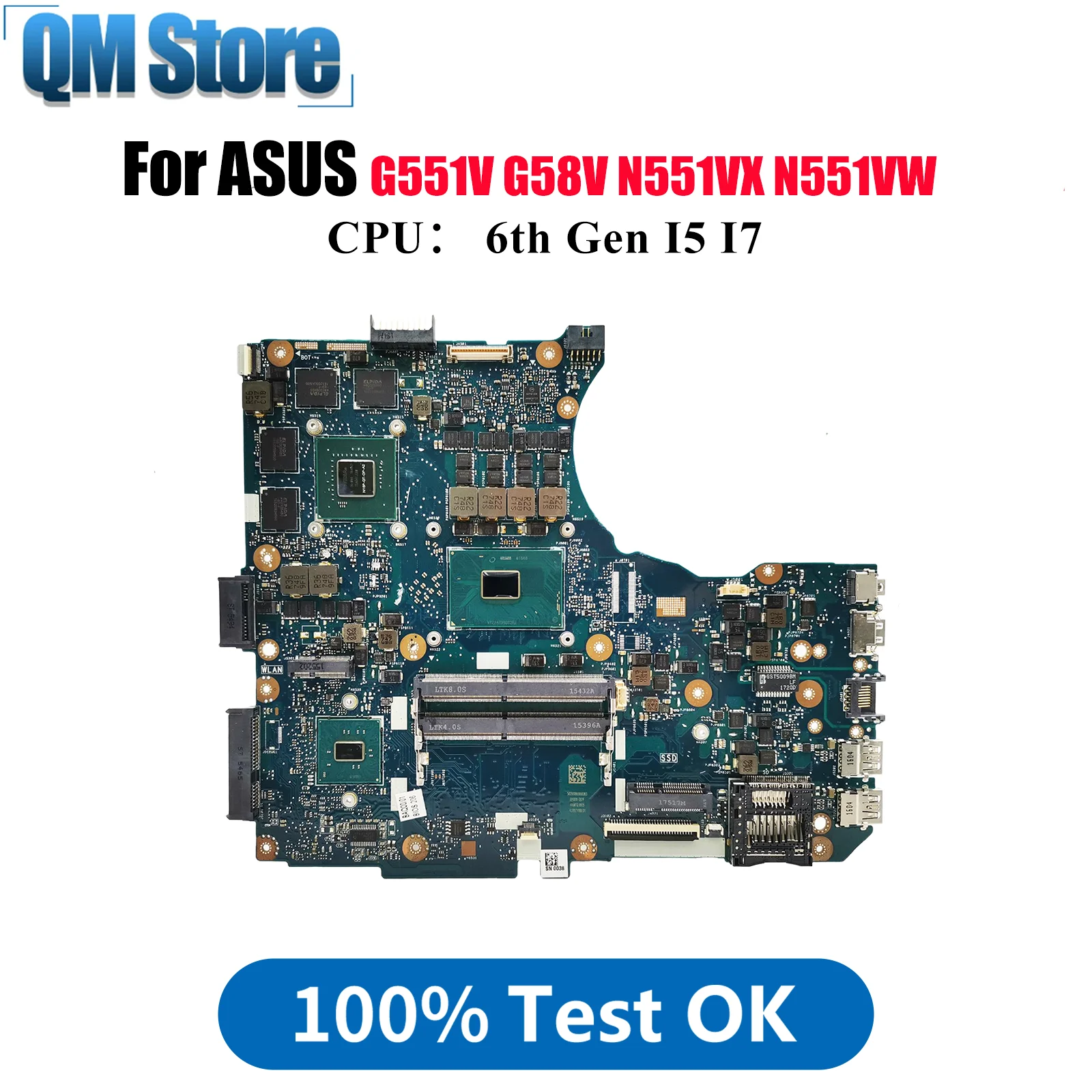 

N551VW Материнская плата для ноутбука ASUS ROG N551VX G58V G551V N551VW N551V Материнская плата для ноутбука с процессором I5 I7 100% tests OK быстрая доставка