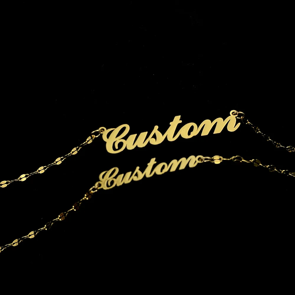 Custom Naam Vrouwen Ketting Armband Set Rvs Sieraden Gepersonaliseerde Brief Hanger Mode Gouden Ketting Moederdag Cadeaus