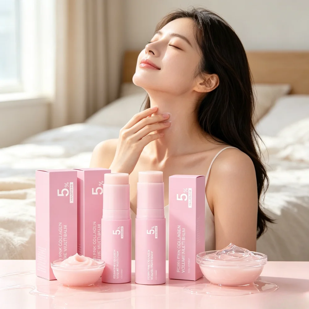 Anti Fine Line Pink Collagen Multi Balm Stick 5 Volufiline Concentrate Deep Hydrating Plumping Brightening Portable Skincare