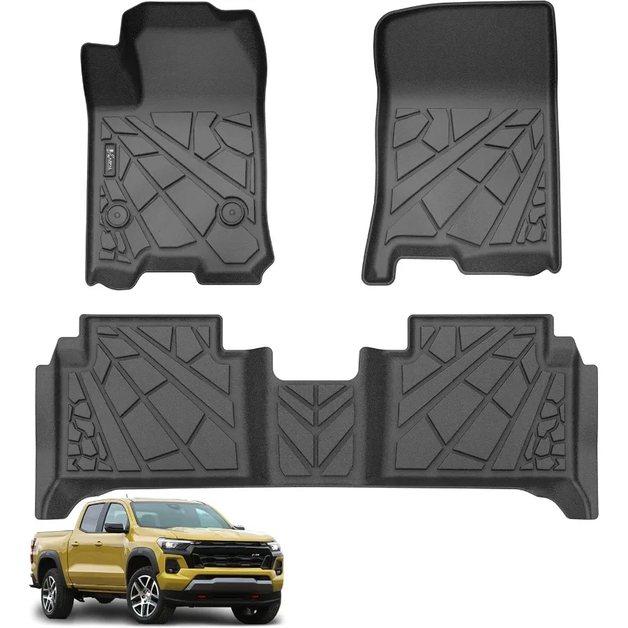 

Напольные вкладыши AllWeather TPE Custom Fit для Chevy Colorado и GMC Canyon Crew Cab 2023, прочные и водонепроницаемые автомобильные аксессуары