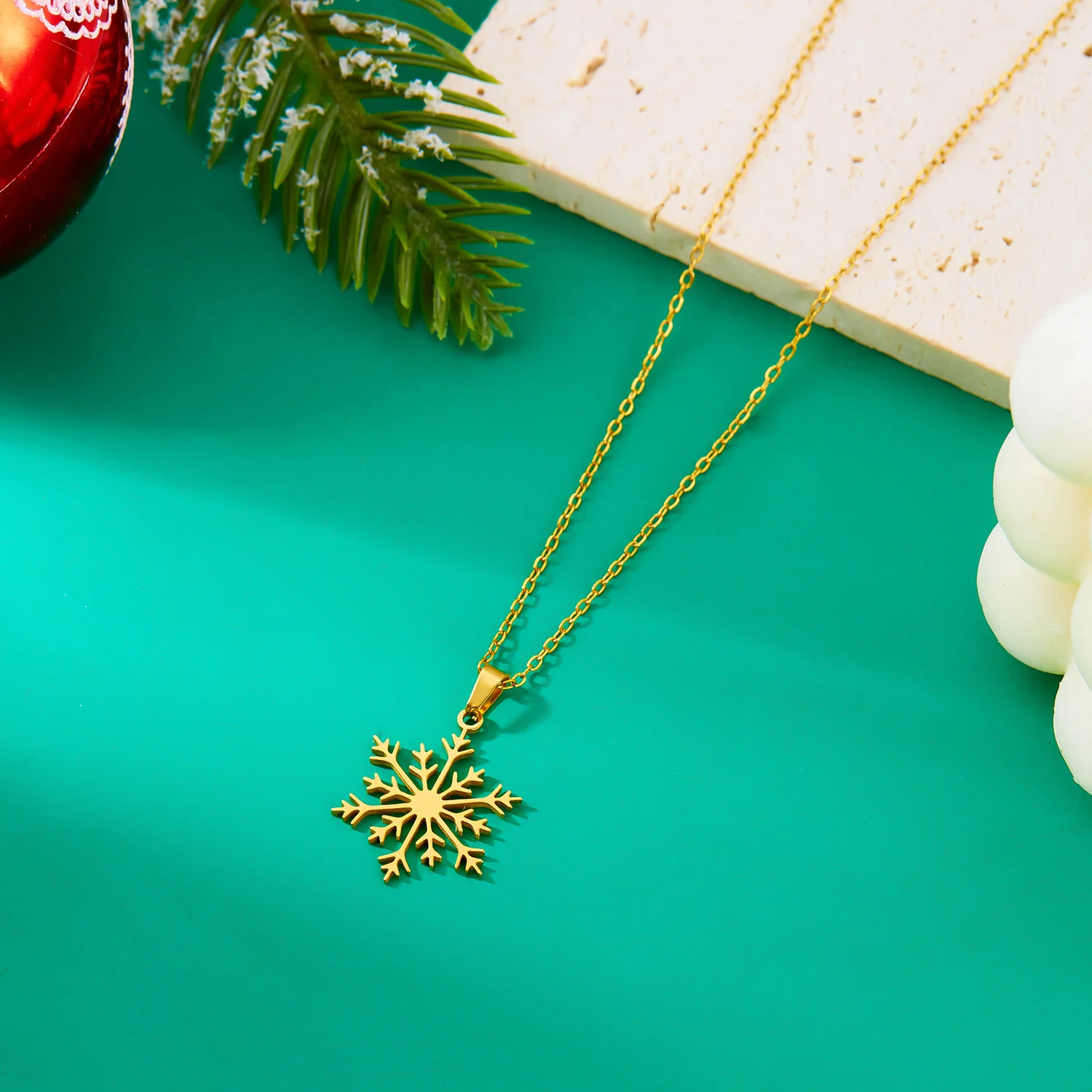 Minimalistische Weihnachts-Anhänger-Halskette aus Edelstahl für Frauen, Schneeflocke, Weihnachtsmann, Elch-Halskette, Freundschaft, Hochzeit, Party-Schmuck – Detail 21