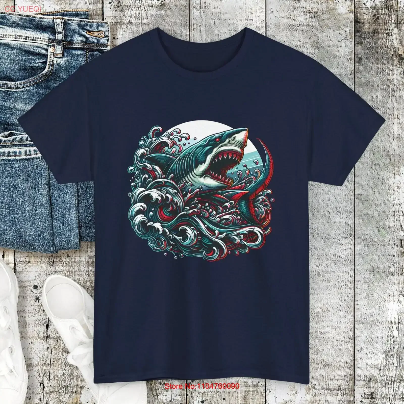 Fierce Shark T Shirt Ocean Wave Tattoo Style Aggressive Art Bold Sea Life Streetwear Beach Vibes vintage Washed Breathable