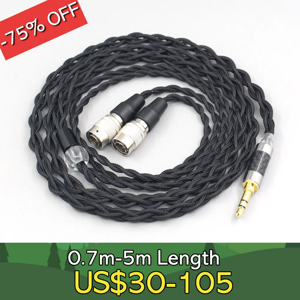 Pure 99% Silver Inside Headphone Nylon Cable For MrSpeakers Ether 2 system CX Noire RT Closed Back Planar Magnetic LN007449