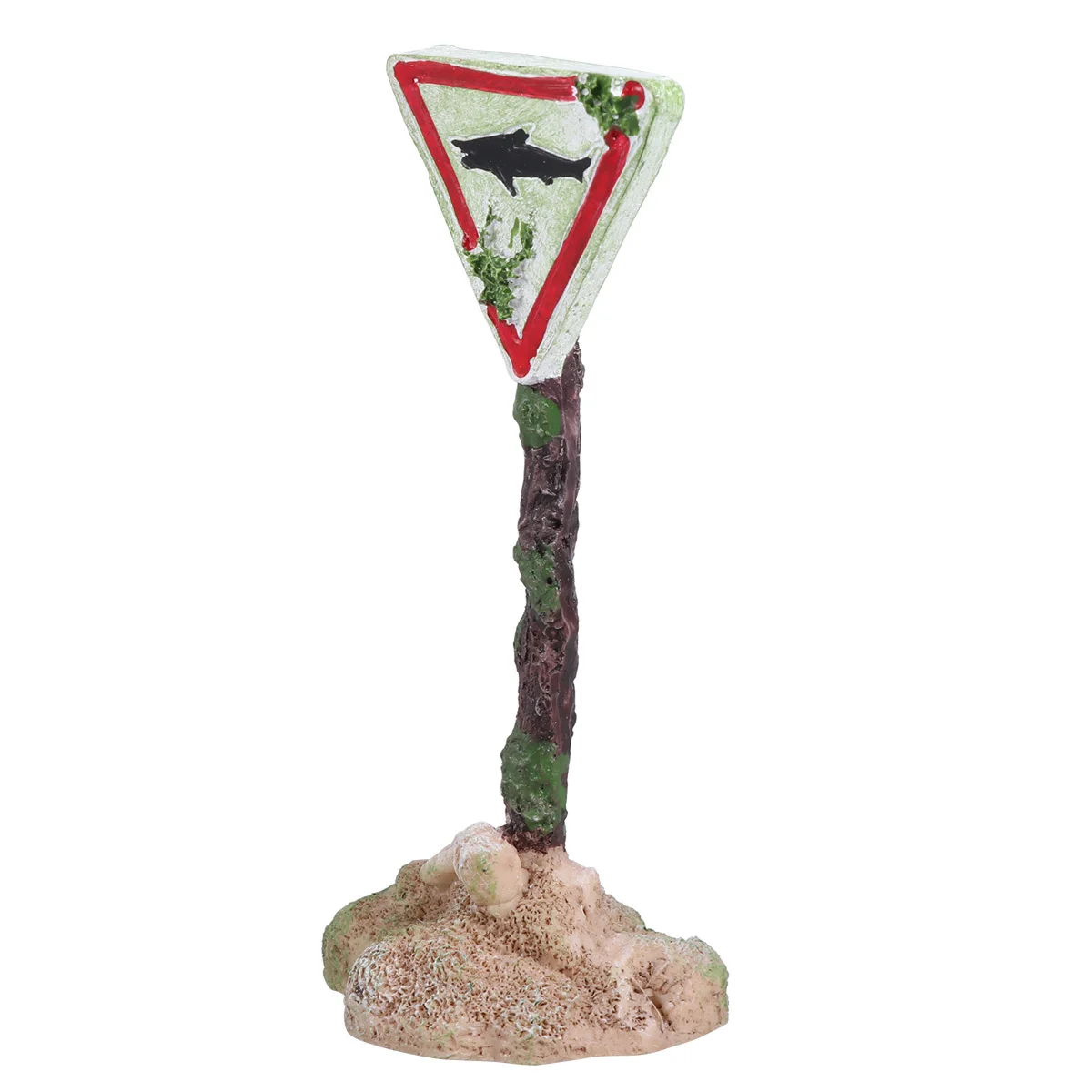 Cartoon Resin Aquarium Ornament Small Warning Sign Fish Tank Decor For Fresh Salt Water Pe117 Shark Artificial Landscape